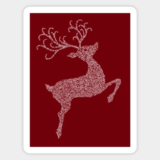 Swirly White Christmas Reindeer Silhouette Magnet